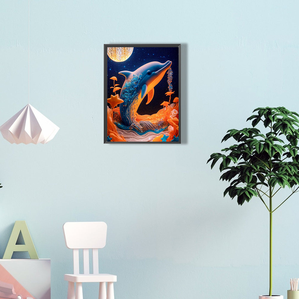 Diamond Painting - Full Round - dolphin relief painting (30*40CM)