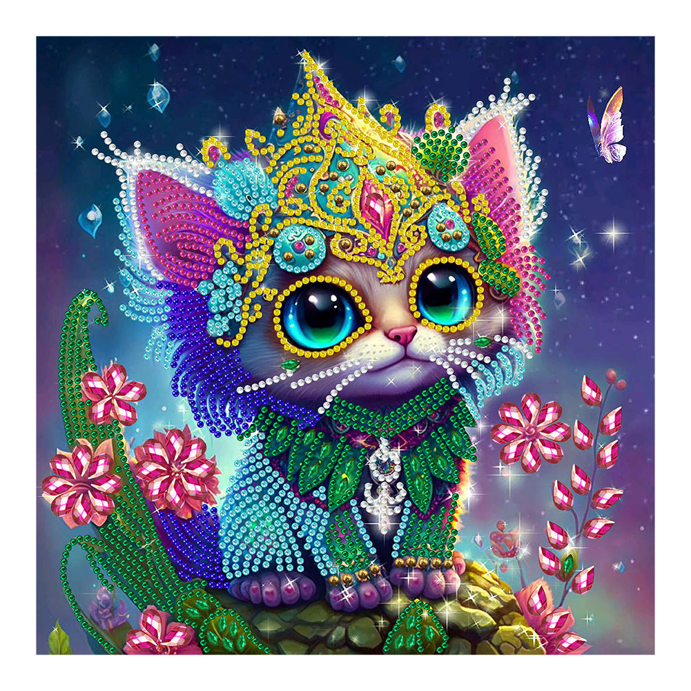 Diamond Painting - Partial Special Shaped - jeweled kitten (30*30CM)