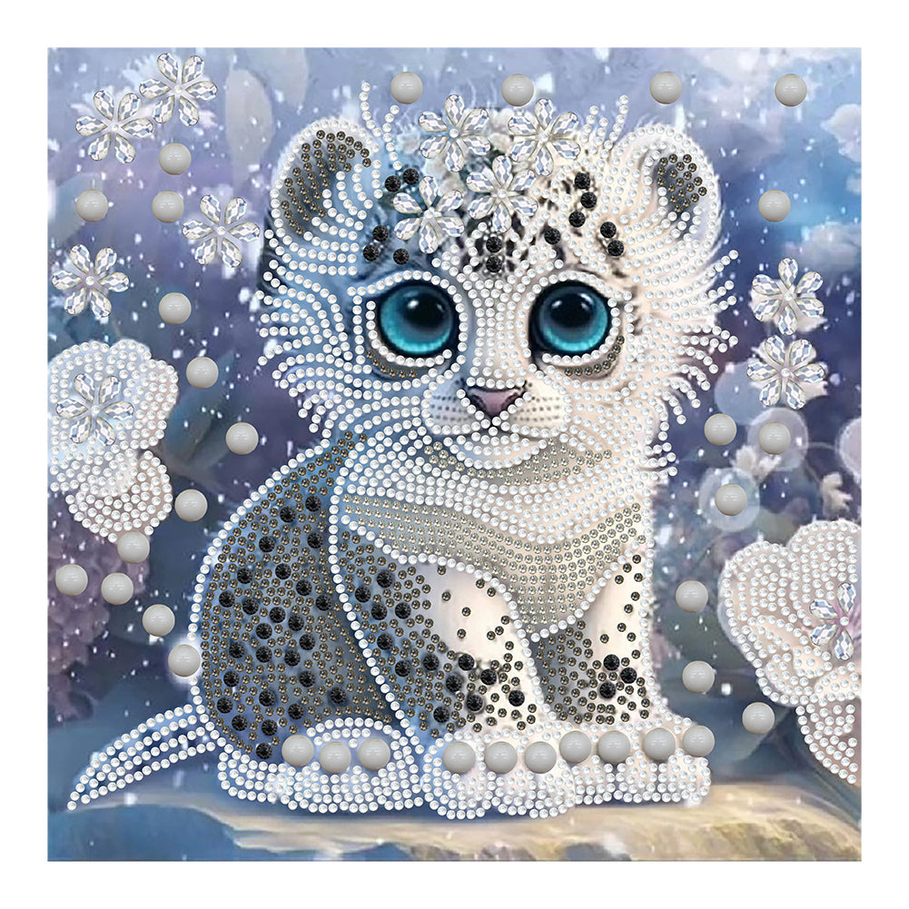Diamond Painting - Partial Special Shaped - jeweled little white tiger (30*30CM)