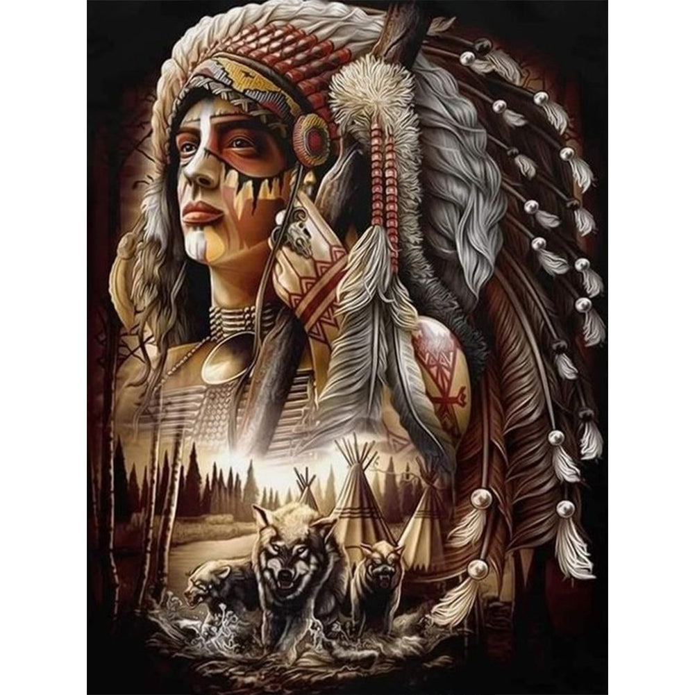 Diamond Painting - Full Round - indians (30*40CM)
