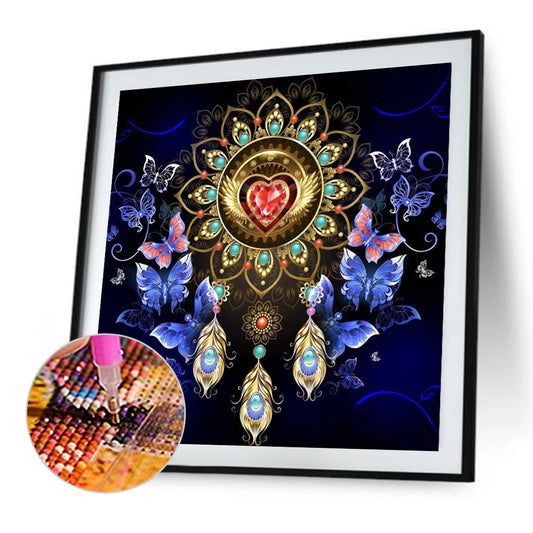 Diamond Painting - Full Round - Butterfly Gem Dream Catcher (30*30CM)