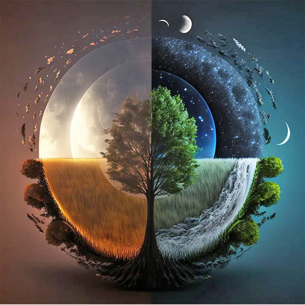 Diamond Painting - Full Round - Seasonal change chart of the sun and the moon (40*40CM)