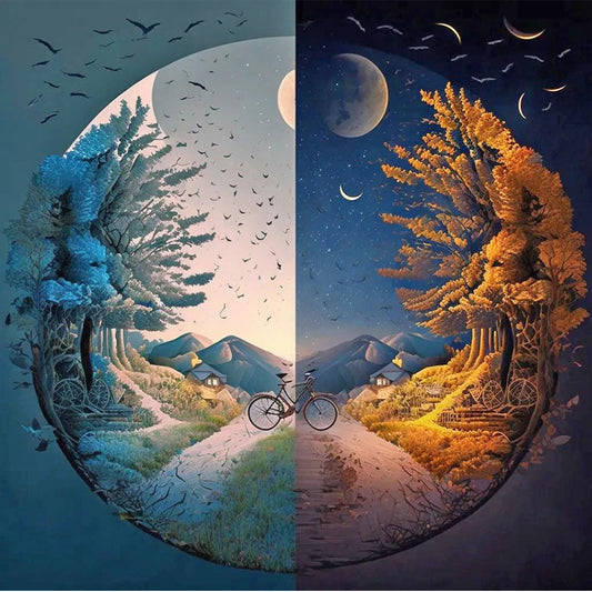Diamond Painting - Full Round - Seasonal change chart of the sun and the moon (40*40CM)