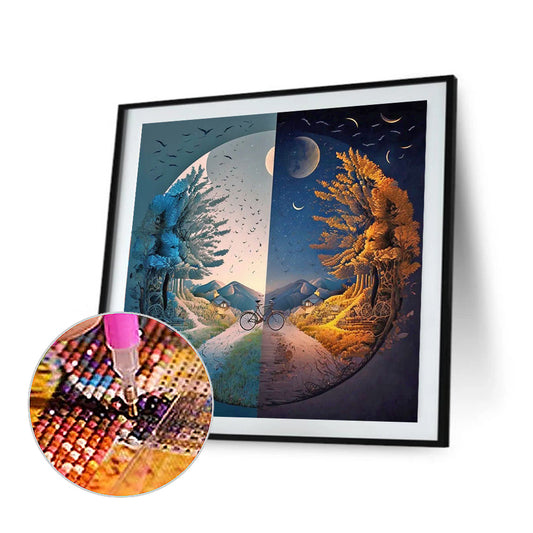Diamond Painting - Full Round - Seasonal change chart of the sun and the moon (40*40CM)