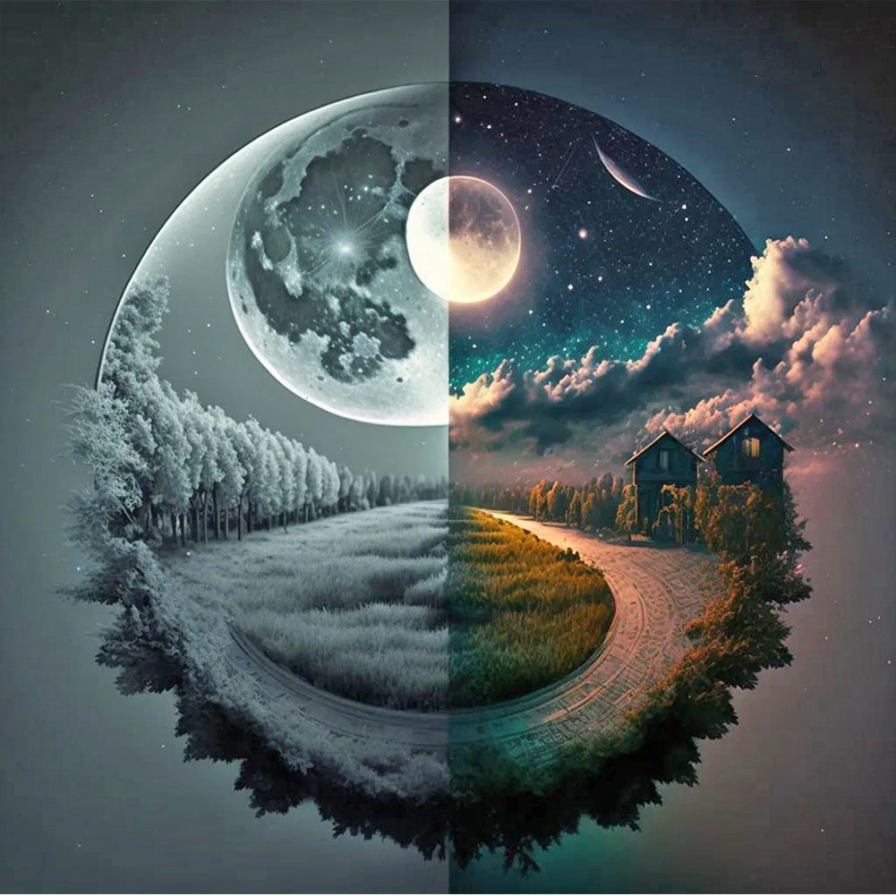 Diamond Painting - Full Round - Seasonal change chart of the sun and the moon (40*40CM)