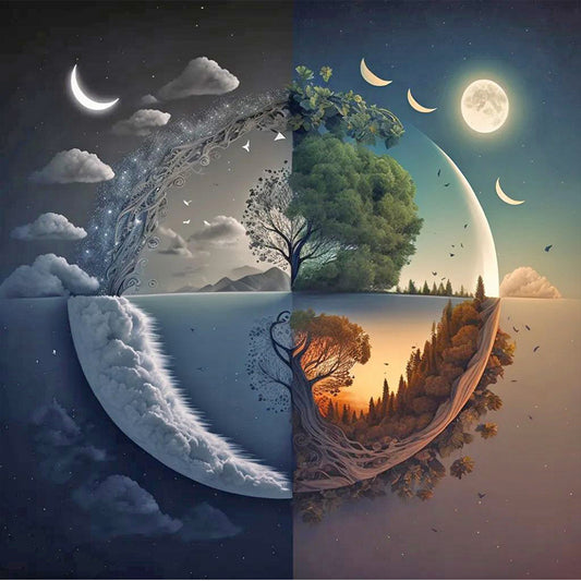 Diamond Painting - Full Round - Seasonal change chart of the sun and the moon (40*40CM)