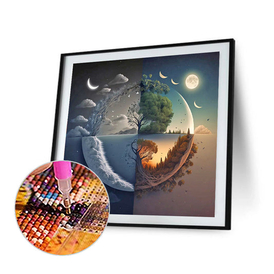 Diamond Painting - Full Round - Seasonal change chart of the sun and the moon (40*40CM)
