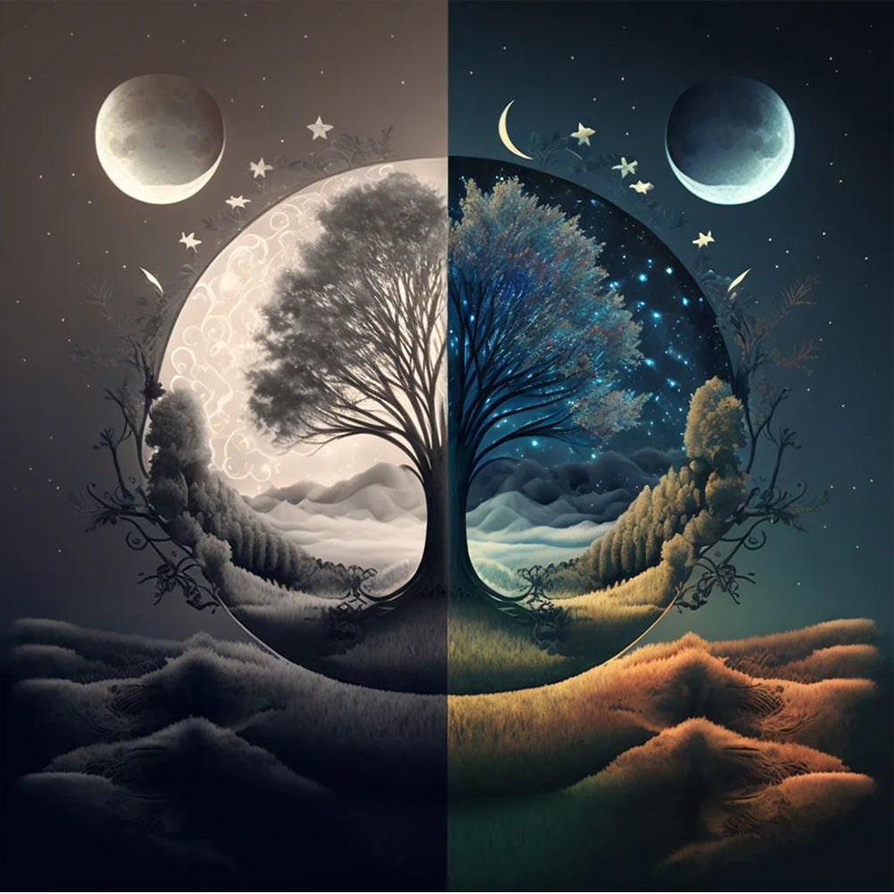 Diamond Painting - Full Round - Seasonal change chart of the sun and the moon (40*40CM)