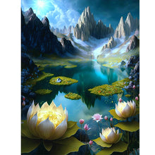 Load image into Gallery viewer, Diamond Painting - Full Round - Lotus Pond at the foot of the mountain (40*50CM)
