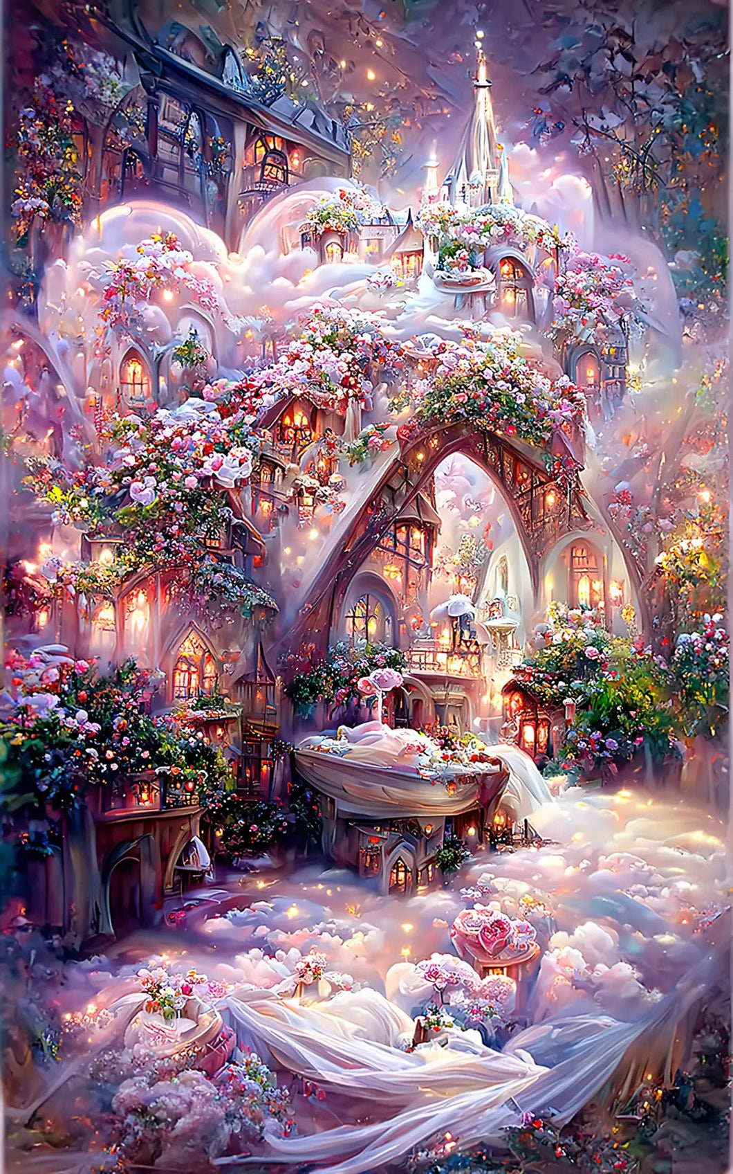 AB Diamond Painting - Full Round - Pink Castle (40*64cm)