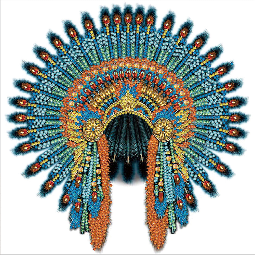 Diamond Painting - Partial Special Shaped - Native American War Hat (30*30CM)