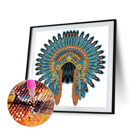 Diamond Painting - Partial Special Shaped - Native American War Hat (30*30CM)