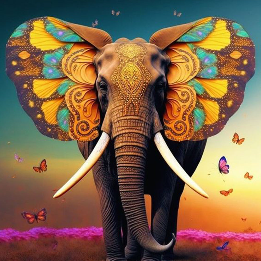 Diamond Painting - Full Round - butterfly elephant (30*30CM)
