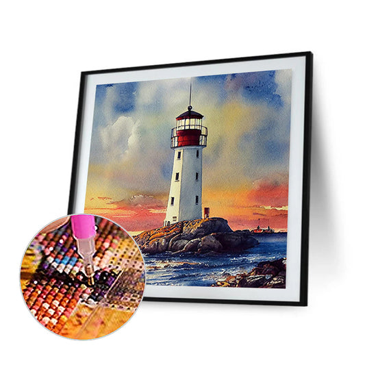 Diamond Painting - Full Round - cross sea lighthouse (30*30CM)