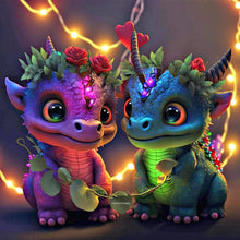 Load image into Gallery viewer, Diamond Painting - Full Round - two little dinosaurs (30*30CM)

