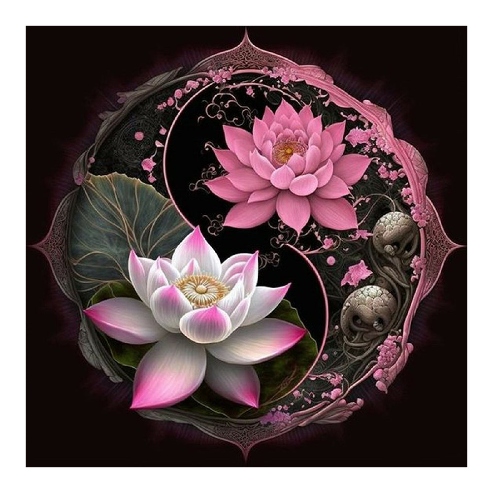 Diamond Painting - Full Round - Lotus Yin Yang Diagram (30*30CM)