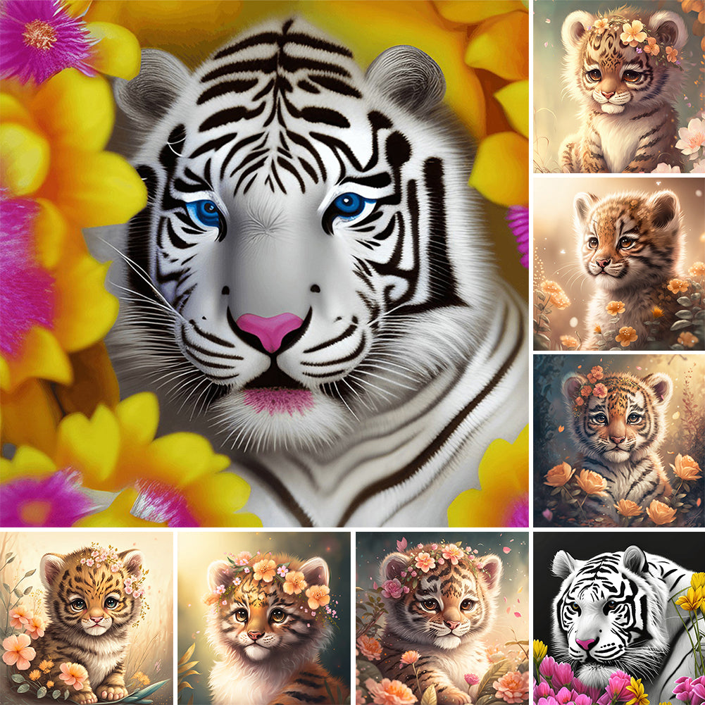 Diamond Painting - Full Round - white tiger (30*30CM)