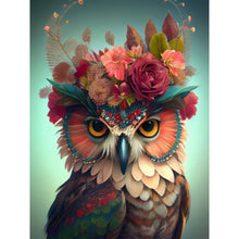 Load image into Gallery viewer, Diamond Painting - Full Round - owl with flowers (30*40CM)
