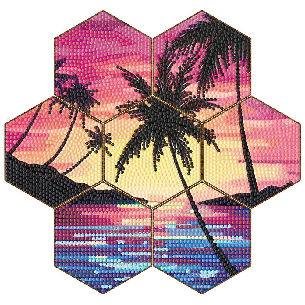7pcs Cup Coasters Creative DIY Anti Slip Coasters Honeycomb Shape (BD707)