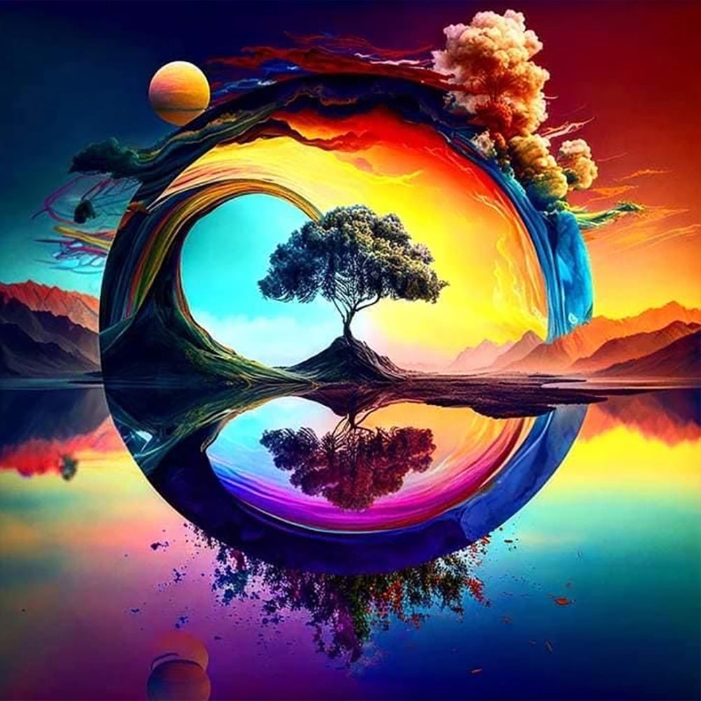Diamond Painting - Full Round - rainbow on water (30*30CM)