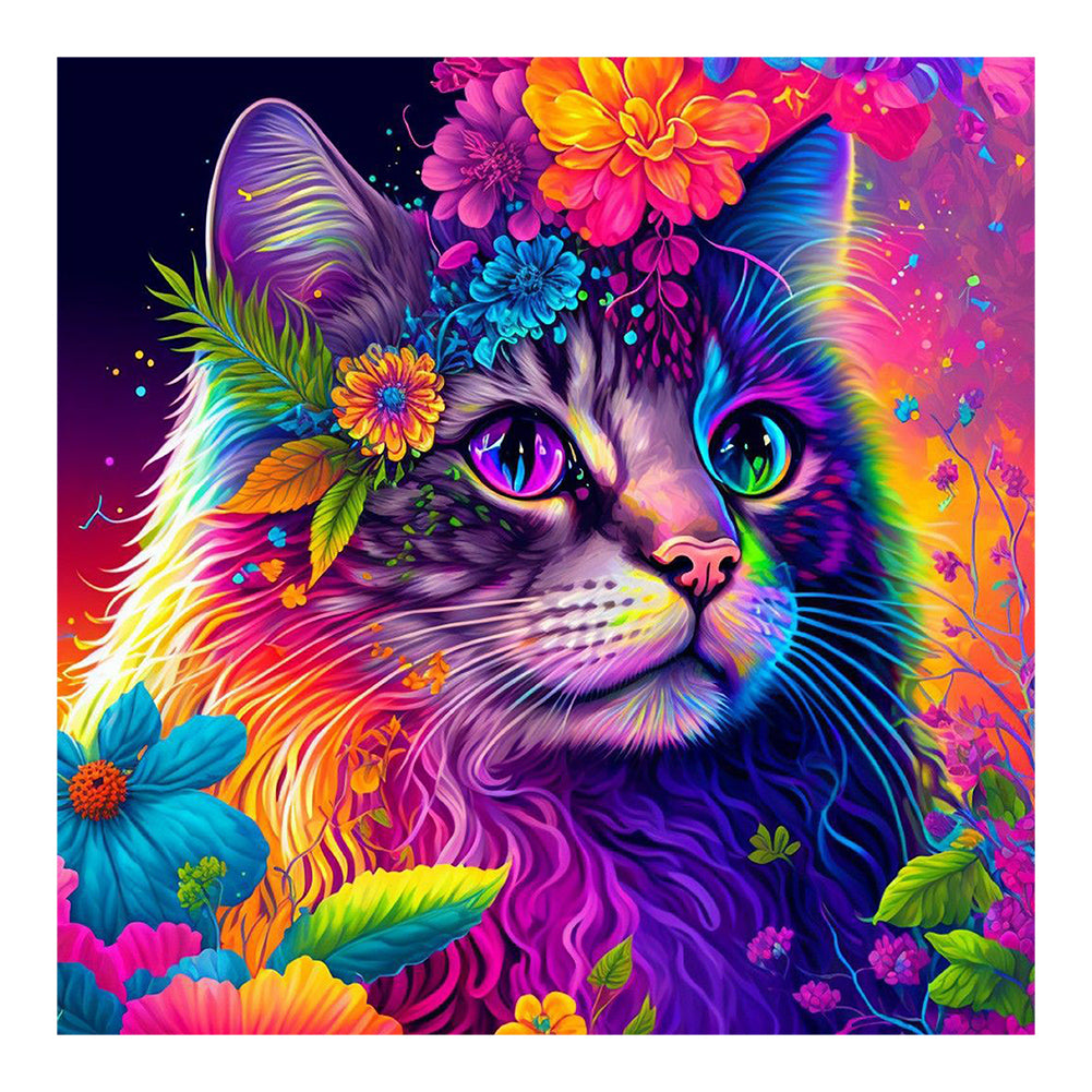 Diamond Painting - Full Round - colorful cat (30*30CM)