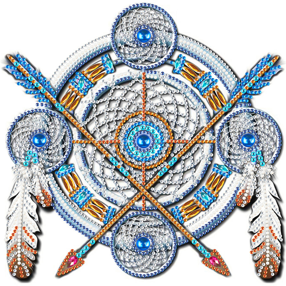 Diamond Painting - Partial Special Shaped - Feather Dreamcatcher Mandala (30*30CM)