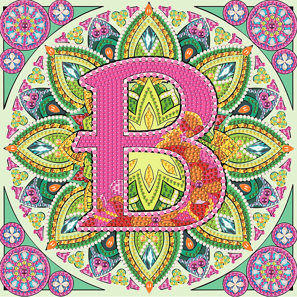 Diamond Painting - Partial Special Shaped - B letter mandala (30*30CM)