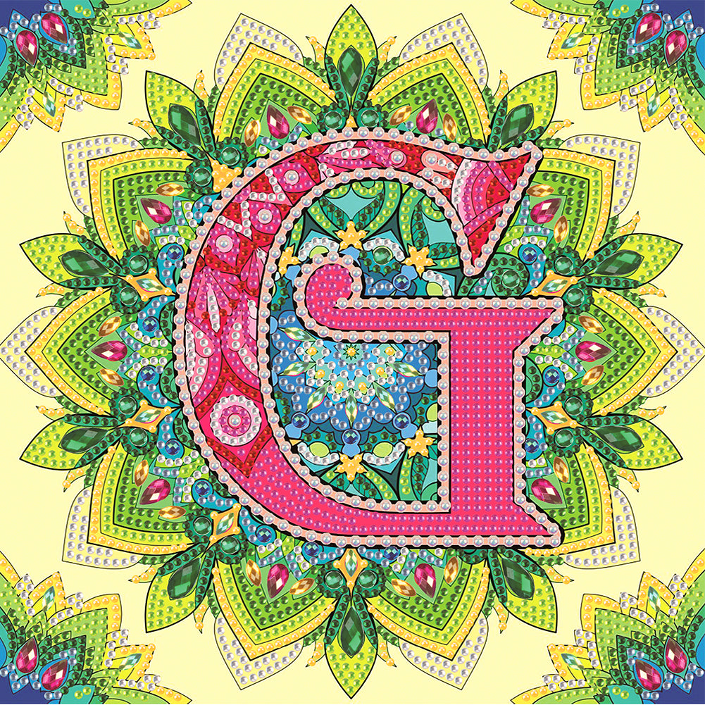 Diamond Painting - Partial Special Shaped - G letter mandala (30*30CM)