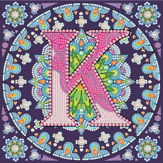 Diamond Painting - Partial Special Shaped - K letter mandala (30*30CM)