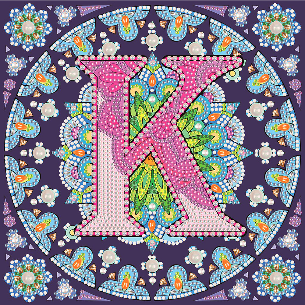 Diamond Painting - Partial Special Shaped - K letter mandala (30*30CM)