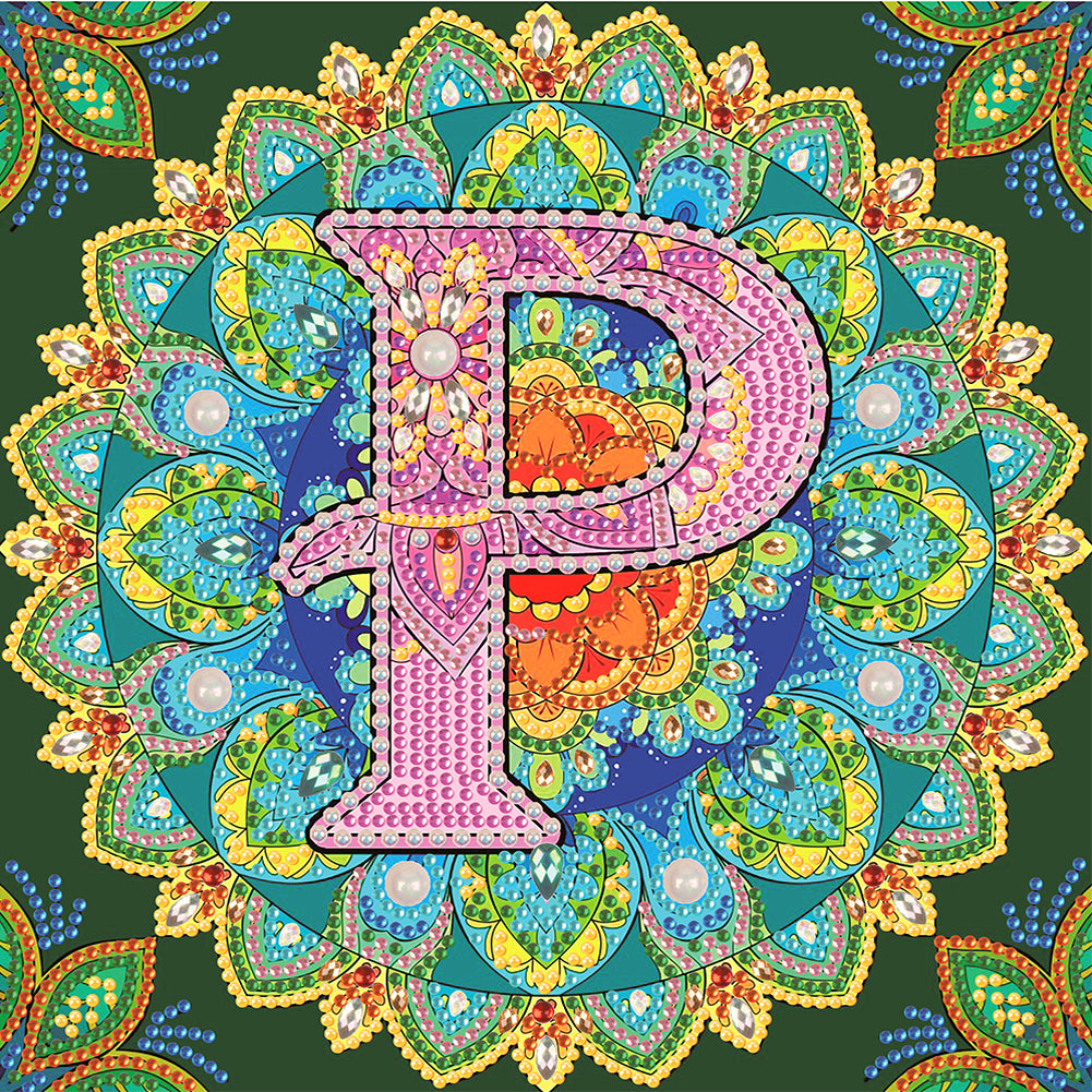 Diamond Painting - Partial Special Shaped - P letter mandala (30*30CM)