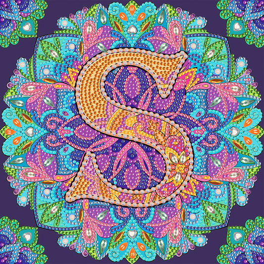 Diamond Painting - Partial Special Shaped - S letter mandala (30*30CM)