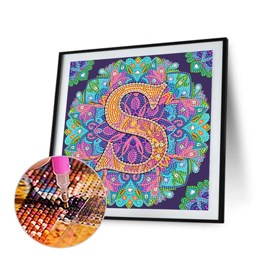 Diamond Painting - Partial Special Shaped - S letter mandala (30*30CM)
