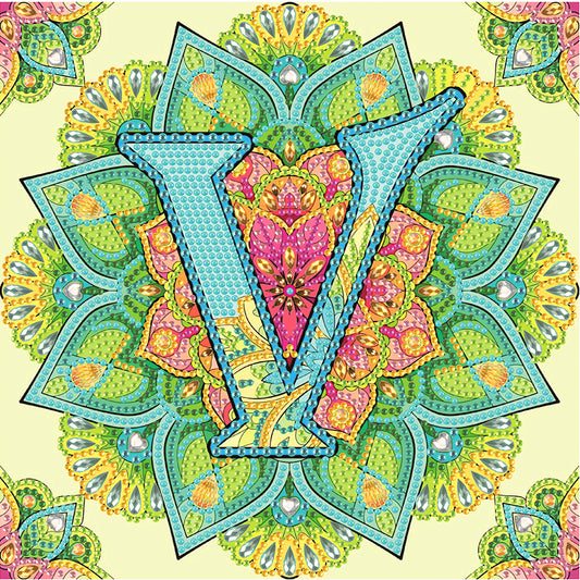 Diamond Painting - Partial Special Shaped - V letter mandala (30*30CM)