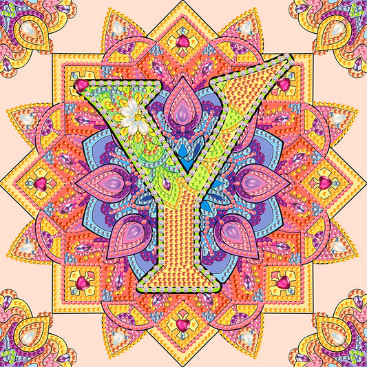 Diamond Painting - Partial Special Shaped - Y letter mandala (30*30CM)