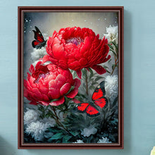 Load image into Gallery viewer, Diamond Painting - Full Round - Butterfly peony (30*40CM)
