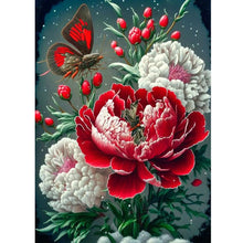 Load image into Gallery viewer, Diamond Painting - Full Round - Butterfly peony (30*40CM)
