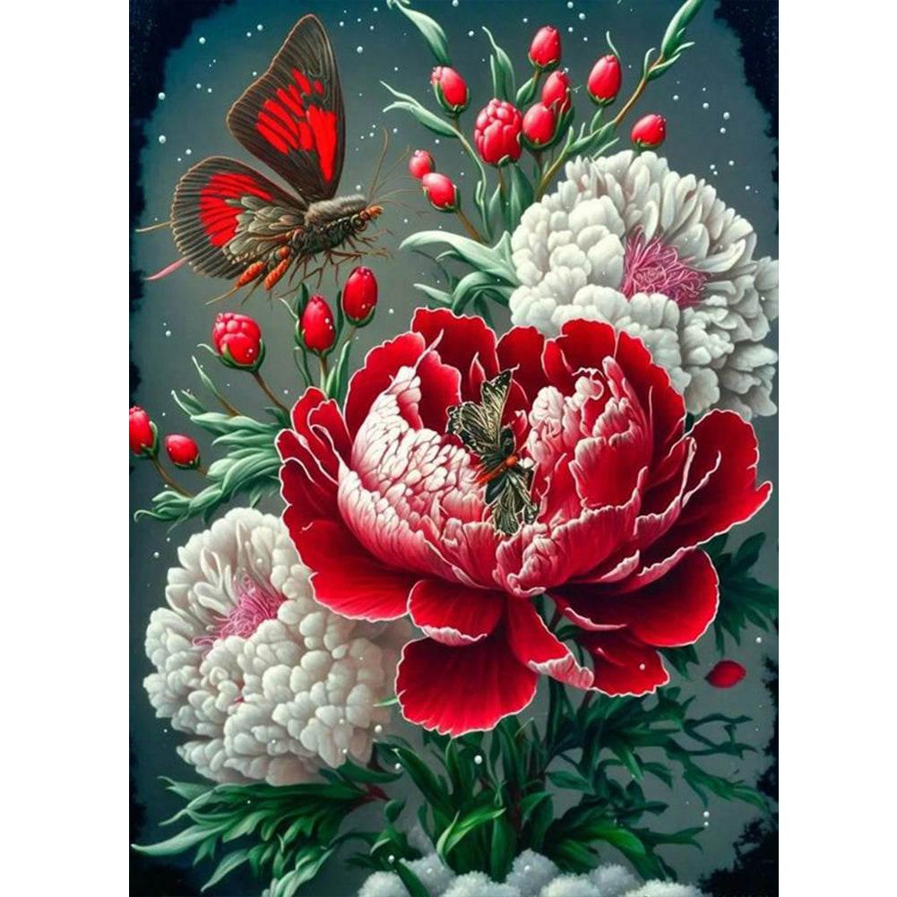 Diamond Painting - Full Round - Butterfly peony (30*40CM)