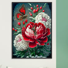 Load image into Gallery viewer, Diamond Painting - Full Round - Butterfly peony (30*40CM)

