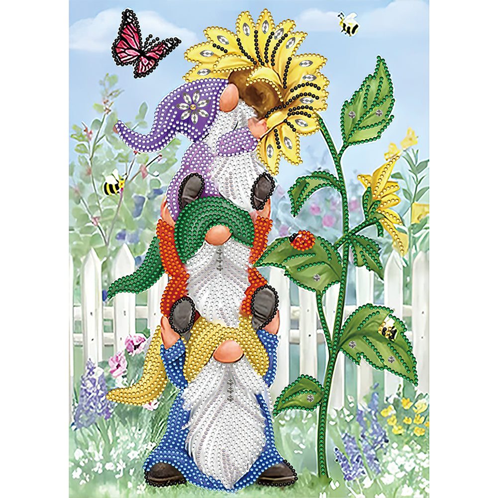 Diamond Painting - Partial Special Shaped - gnomes in the garden (30*40CM)