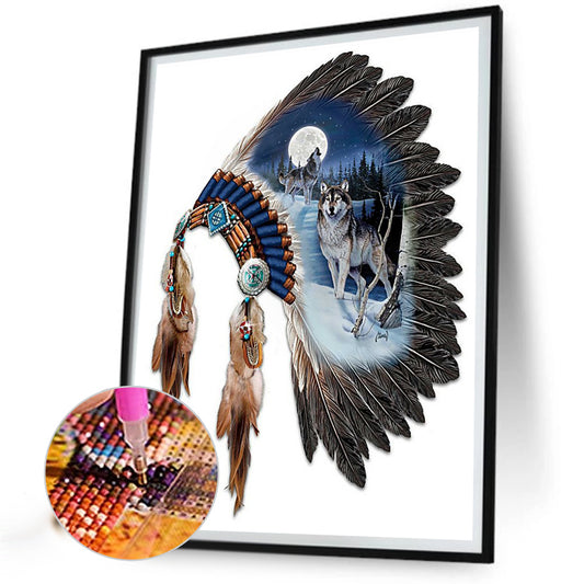 Diamond Painting - Full Round - native american headgear (30*40CM)