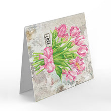 Load image into Gallery viewer, 8pcs Flower Diamond Painting Greeting Card Includes Envelope DIY Postcards
