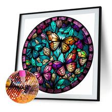 Load image into Gallery viewer, Diamond Painting - Full Round - art window grilles painting colorful butterflies (30*30CM)
