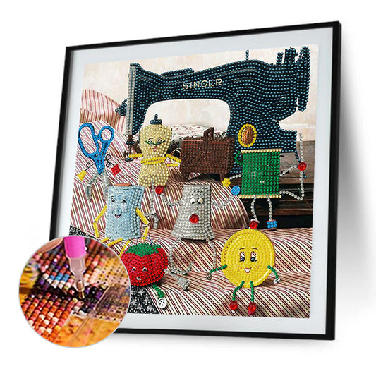 Diamond Painting - Partial Special Shaped - retro nostalgic sewing machine (30*30CM)