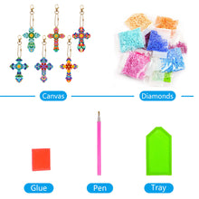 Load image into Gallery viewer, 6pcs Cross Diamond Painting Keychain DIY Diamond Mosaic Kit Bag Pendant

