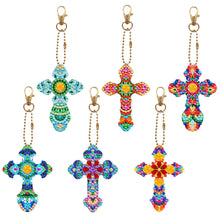 Load image into Gallery viewer, 6pcs Cross Diamond Painting Keychain DIY Diamond Mosaic Kit Bag Pendant
