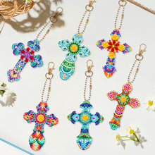 Load image into Gallery viewer, 6pcs Cross Diamond Painting Keychain DIY Diamond Mosaic Kit Bag Pendant
