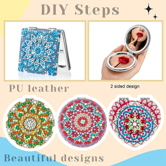 DIY Diamond Art Mosaic Makeup Mirror Art Craft Set Mandala Pattern Pocket Mirror