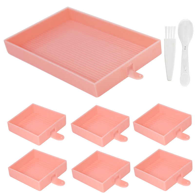 Diamond Embroidery Large Tray Handwork Bead Storage DIY Big Tools (Pink)