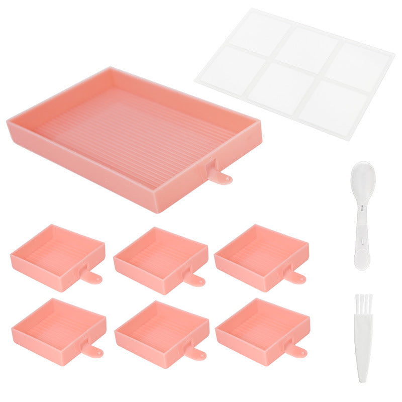 Diamond Embroidery Large Tray Handwork Bead Storage DIY Big Tools (Pink)